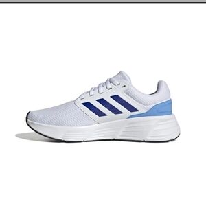 NIB Adidas Galaxy 6 Men's Running Shoes Size 9 1/2 White Blue Three Stripes